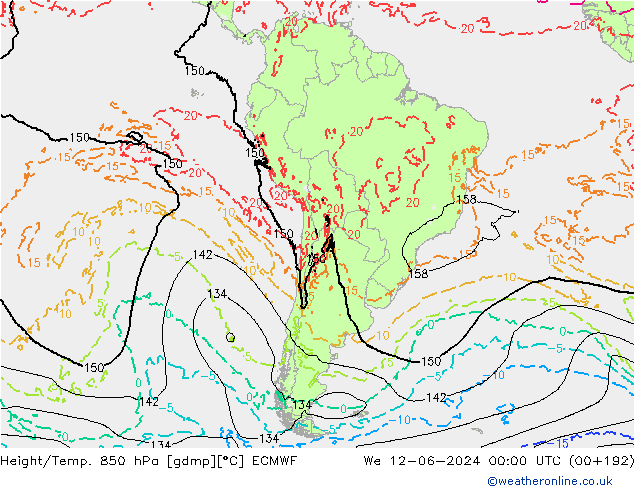 Z500/Rain (+SLP)/Z850 ECMWF Qua 12.06.2024 00 UTC