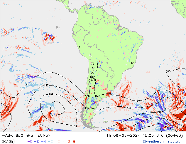 T-Adv. 850 hPa ECMWF jue 06.06.2024 15 UTC