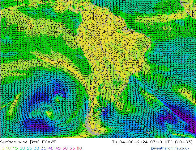 Vento 10 m ECMWF Ter 04.06.2024 03 UTC