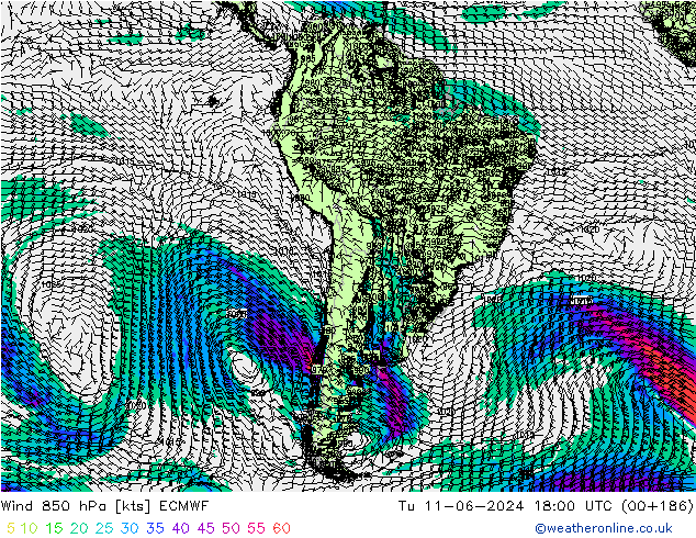 Wind 850 hPa ECMWF di 11.06.2024 18 UTC