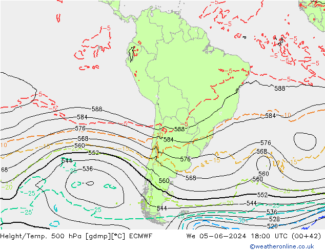 Height/Temp. 500 hPa ECMWF St 05.06.2024 18 UTC