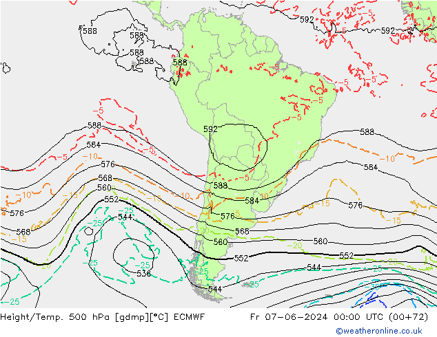 Z500/Rain (+SLP)/Z850 ECMWF Pá 07.06.2024 00 UTC