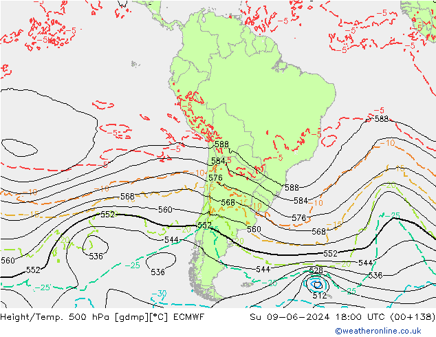 Z500/Rain (+SLP)/Z850 ECMWF ��� 09.06.2024 18 UTC