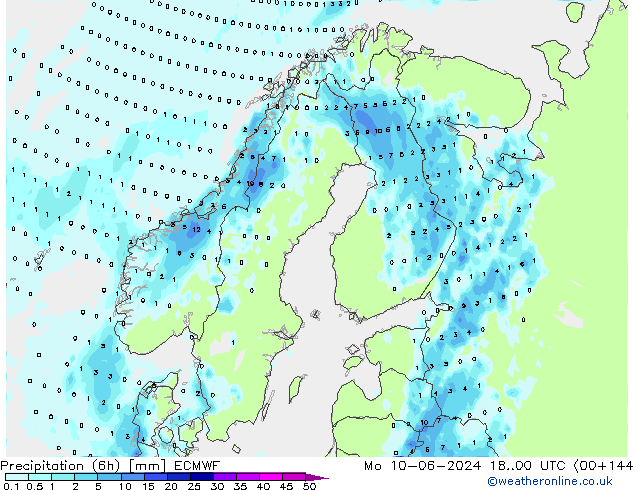 Z500/Rain (+SLP)/Z850 ECMWF пн 10.06.2024 00 UTC