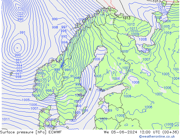 Bodendruck ECMWF Mi 05.06.2024 12 UTC