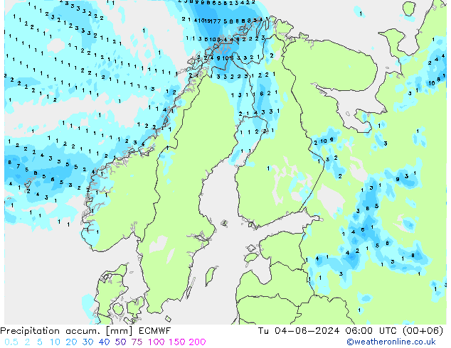 Precipitation accum. ECMWF  04.06.2024 06 UTC