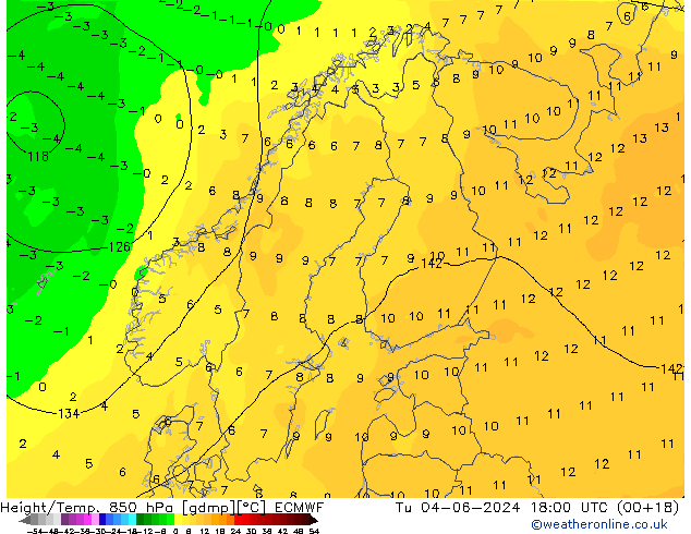 Z500/Yağmur (+YB)/Z850 ECMWF Sa 04.06.2024 18 UTC