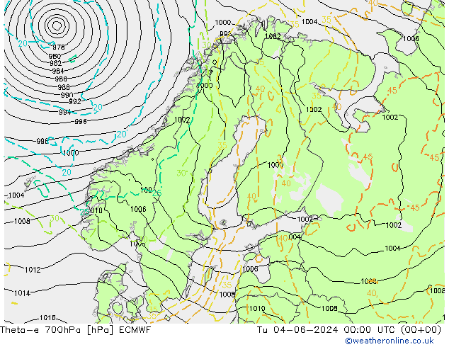 Theta-e 700hPa ECMWF mar 04.06.2024 00 UTC