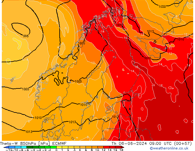 Theta-W 850hPa ECMWF Qui 06.06.2024 09 UTC