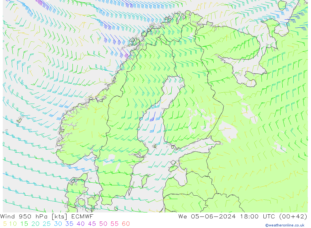 Viento 950 hPa ECMWF mié 05.06.2024 18 UTC