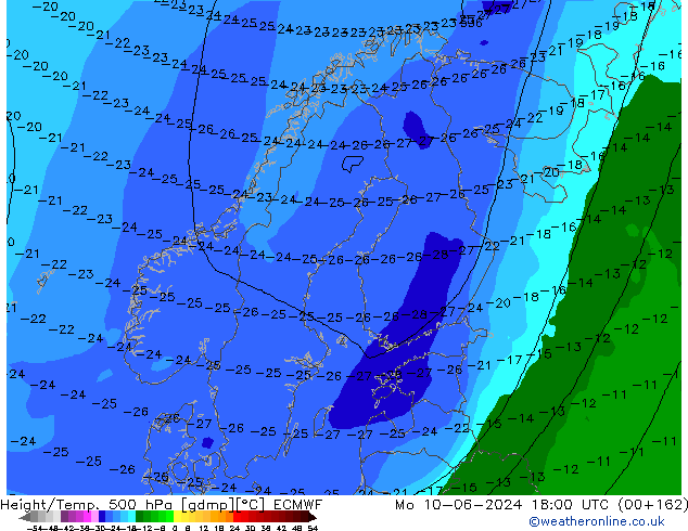 Z500/Rain (+SLP)/Z850 ECMWF lun 10.06.2024 18 UTC