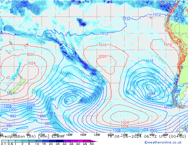 Z500/Rain (+SLP)/Z850 ECMWF gio 06.06.2024 12 UTC