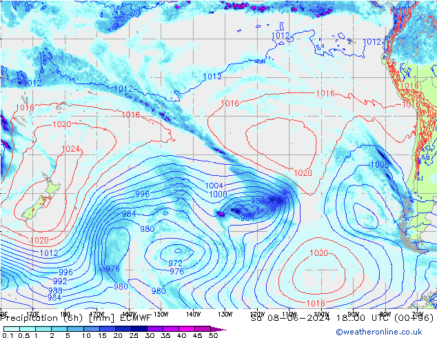 Z500/Rain (+SLP)/Z850 ECMWF sáb 08.06.2024 00 UTC