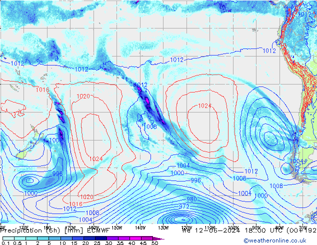 Z500/Rain (+SLP)/Z850 ECMWF mer 12.06.2024 00 UTC