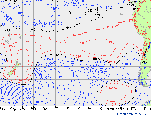 pressão do solo ECMWF Sáb 08.06.2024 12 UTC