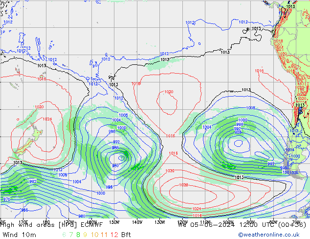 High wind areas ECMWF Qua 05.06.2024 12 UTC