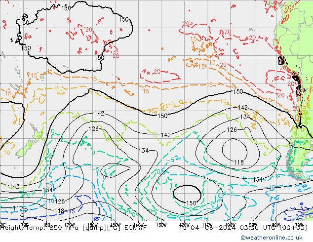 Hoogte/Temp. 850 hPa ECMWF di 04.06.2024 03 UTC