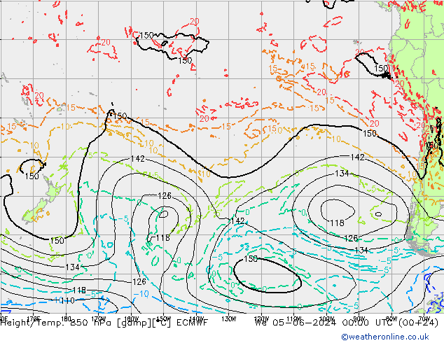 Z500/Rain (+SLP)/Z850 ECMWF St 05.06.2024 00 UTC