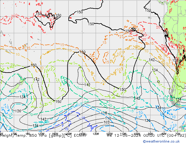 Z500/Rain (+SLP)/Z850 ECMWF mer 12.06.2024 00 UTC