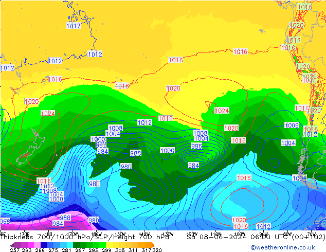 Dikte700-1000 hPa ECMWF za 08.06.2024 06 UTC