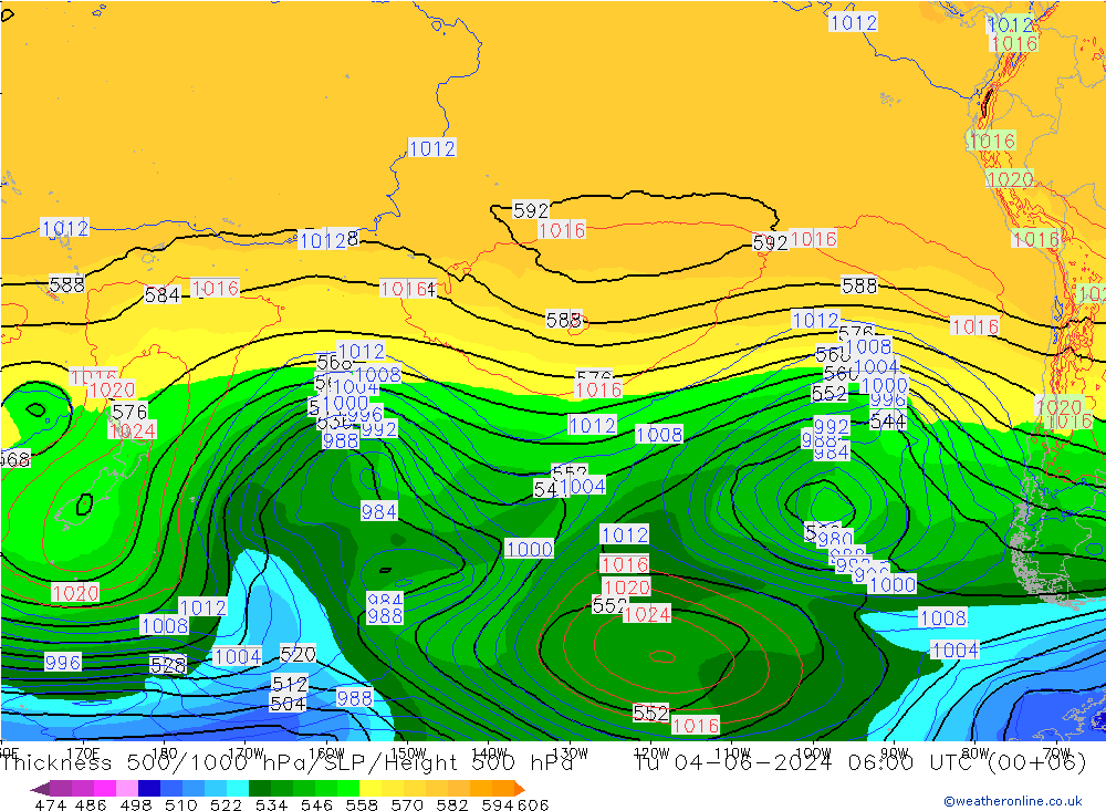 Espesor 500-1000 hPa ECMWF mar 04.06.2024 06 UTC