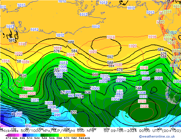 Thck 500-1000hPa ECMWF nie. 09.06.2024 00 UTC