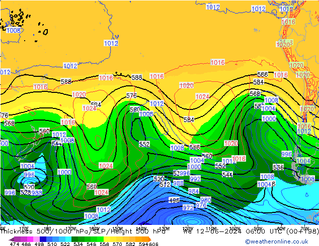 Thck 500-1000hPa ECMWF śro. 12.06.2024 06 UTC