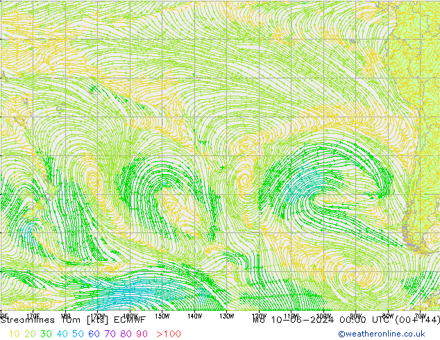 Streamlines 10m ECMWF Mo 10.06.2024 00 UTC