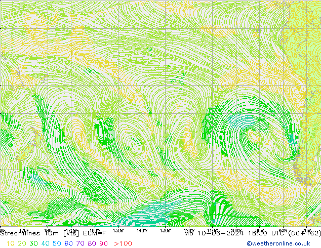 Streamlines 10m ECMWF Mo 10.06.2024 18 UTC