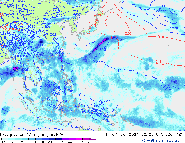 Z500/Rain (+SLP)/Z850 ECMWF vie 07.06.2024 06 UTC