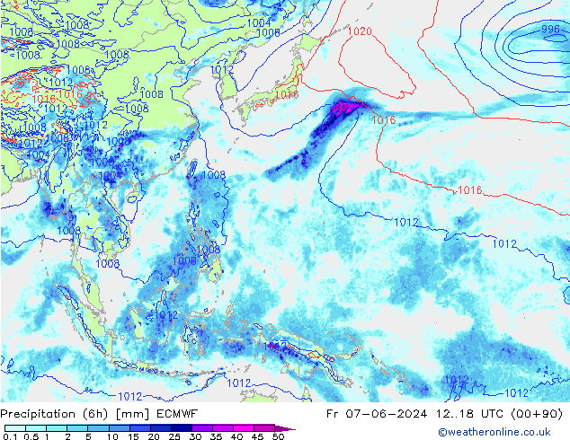 Z500/Rain (+SLP)/Z850 ECMWF Fr 07.06.2024 18 UTC