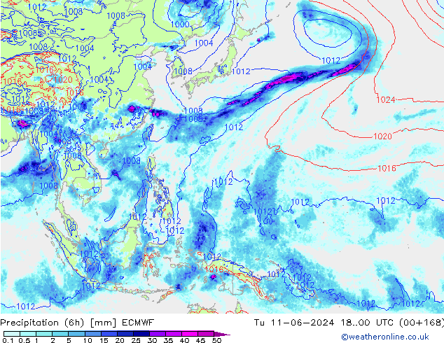 Z500/Rain (+SLP)/Z850 ECMWF mar 11.06.2024 00 UTC