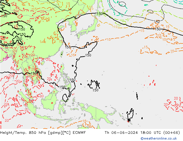 Z500/Rain (+SLP)/Z850 ECMWF jue 06.06.2024 18 UTC