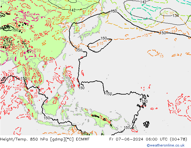 Z500/Rain (+SLP)/Z850 ECMWF vie 07.06.2024 06 UTC