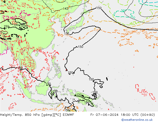 Z500/Rain (+SLP)/Z850 ECMWF Fr 07.06.2024 18 UTC