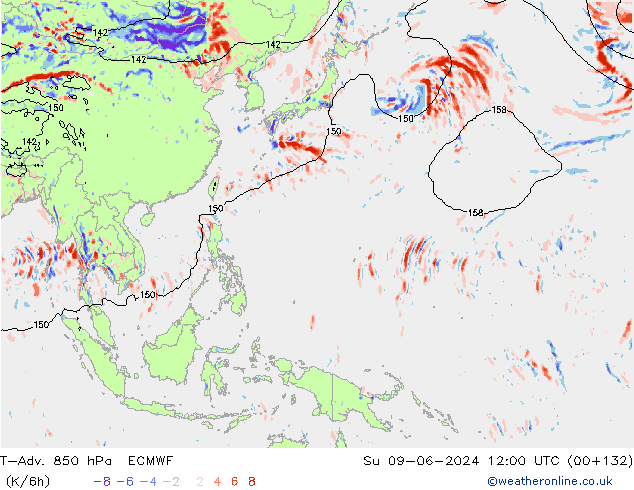 T-Adv. 850 hPa ECMWF Su 09.06.2024 12 UTC