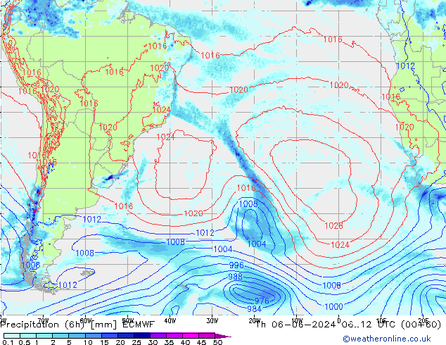 Z500/Rain (+SLP)/Z850 ECMWF czw. 06.06.2024 12 UTC