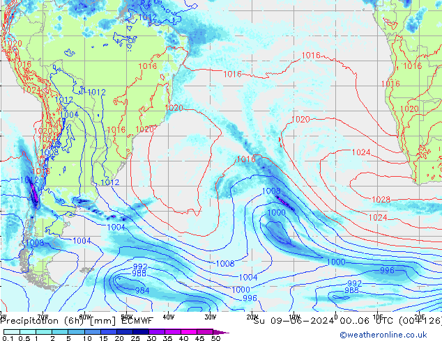 Z500/Rain (+SLP)/Z850 ECMWF dom 09.06.2024 06 UTC