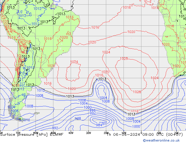 приземное давление ECMWF чт 06.06.2024 09 UTC