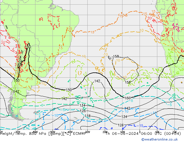 Z500/Rain (+SLP)/Z850 ECMWF gio 06.06.2024 06 UTC