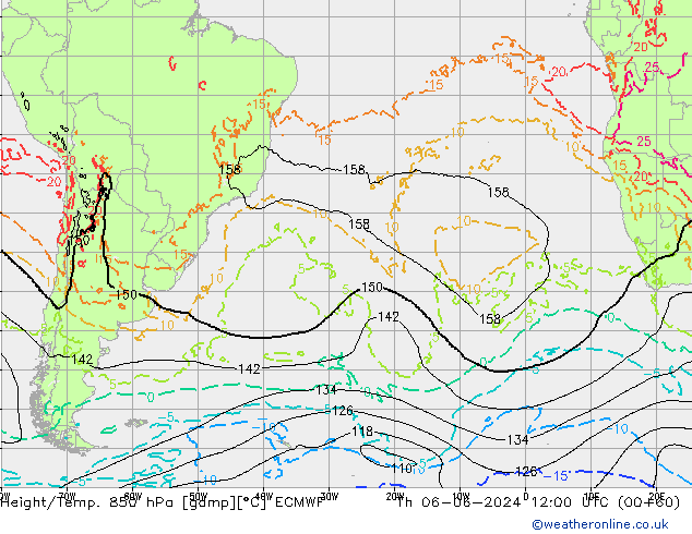 Z500/Rain (+SLP)/Z850 ECMWF czw. 06.06.2024 12 UTC