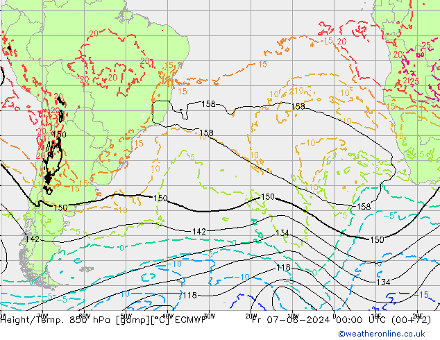 Yükseklik/Sıc. 850 hPa ECMWF Cu 07.06.2024 00 UTC