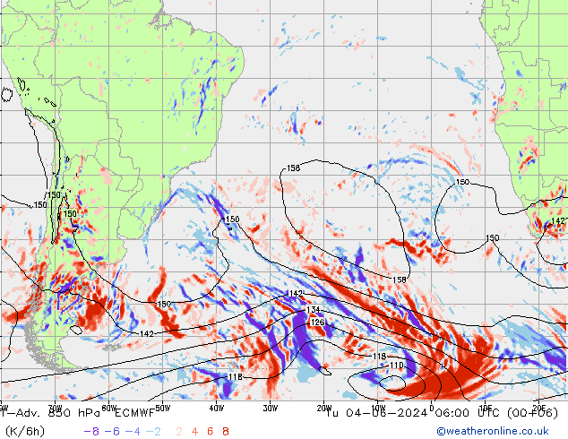 T-Adv. 850 hPa ECMWF mar 04.06.2024 06 UTC