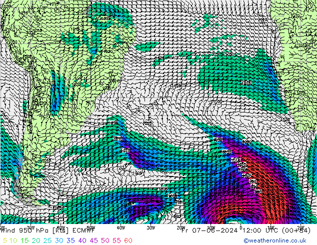 Wind 950 hPa ECMWF Fr 07.06.2024 12 UTC