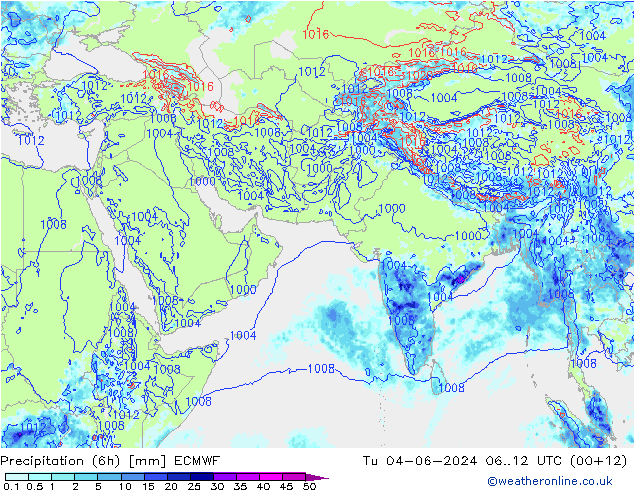 Z500/Rain (+SLP)/Z850 ECMWF 星期二 04.06.2024 12 UTC