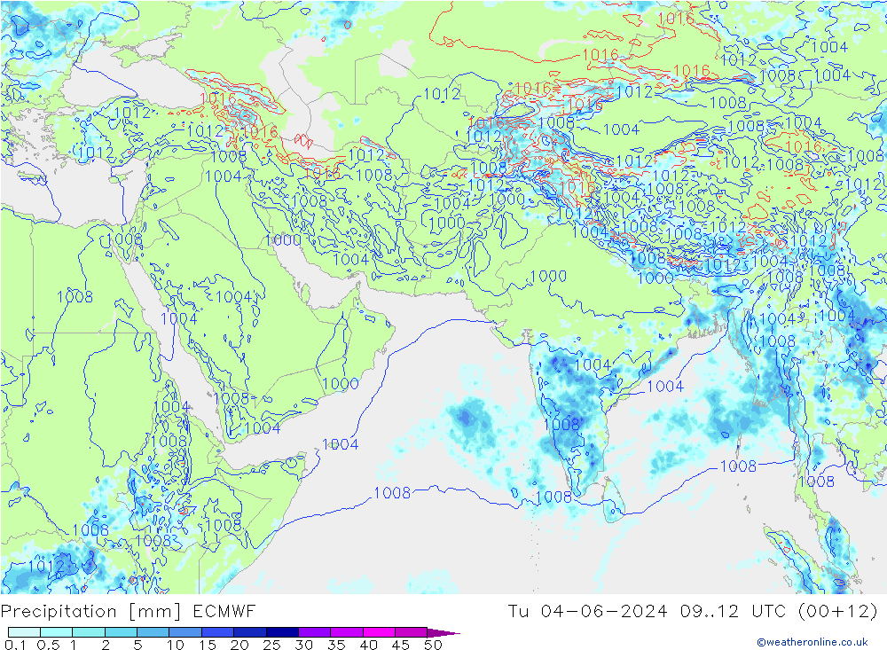 降水 ECMWF 星期二 04.06.2024 12 UTC