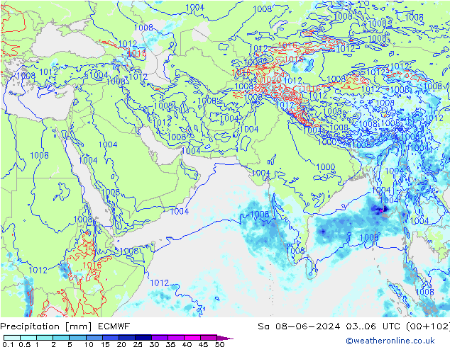 Precipitation ECMWF Sa 08.06.2024 06 UTC