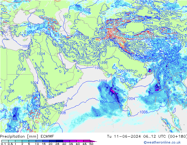 Precipitation ECMWF Tu 11.06.2024 12 UTC