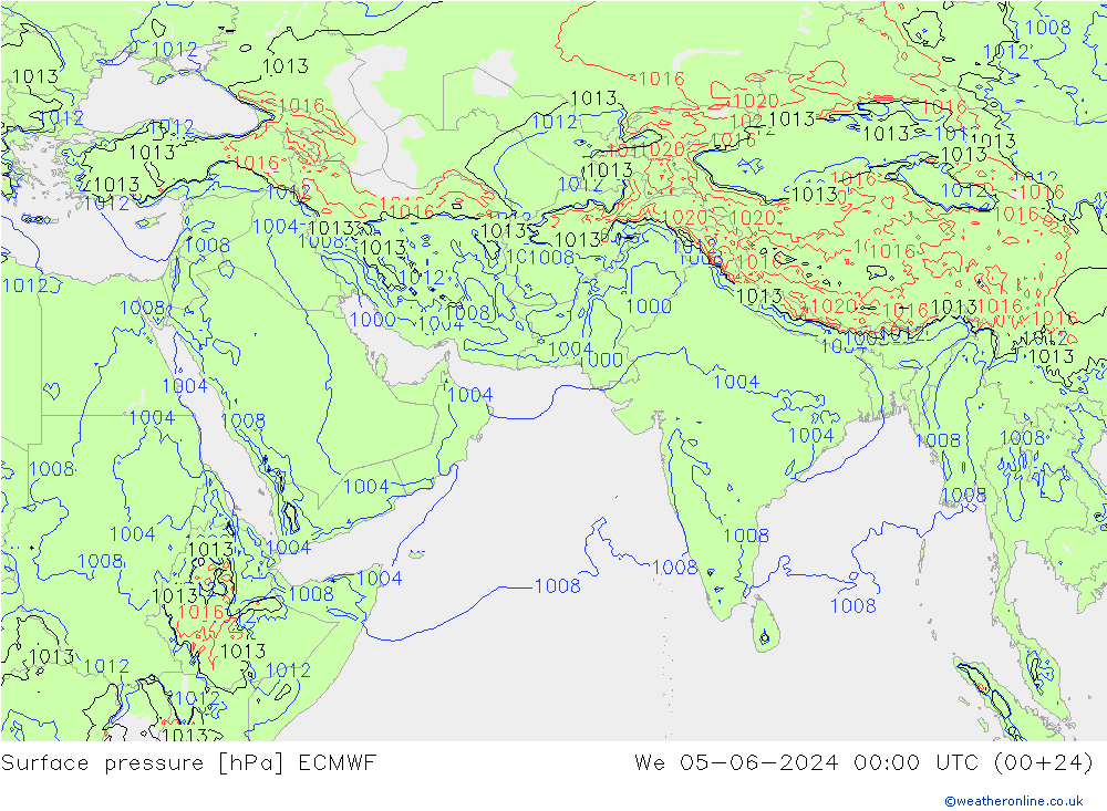 Surface pressure ECMWF We 05.06.2024 00 UTC