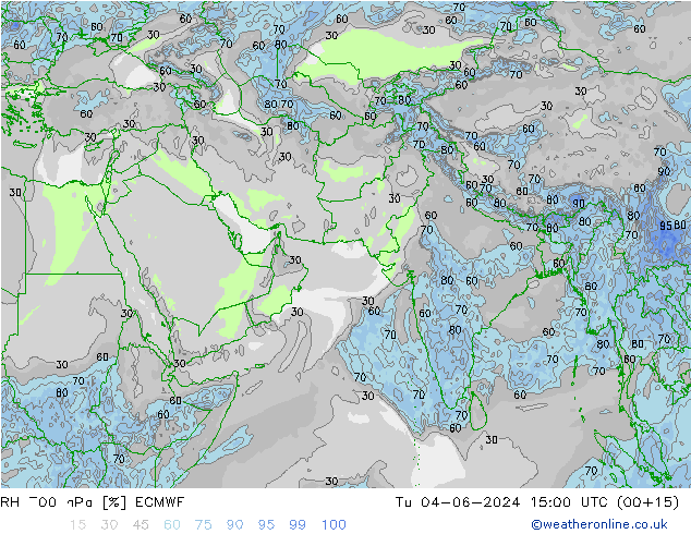 RH 700 hPa ECMWF Tu 04.06.2024 15 UTC